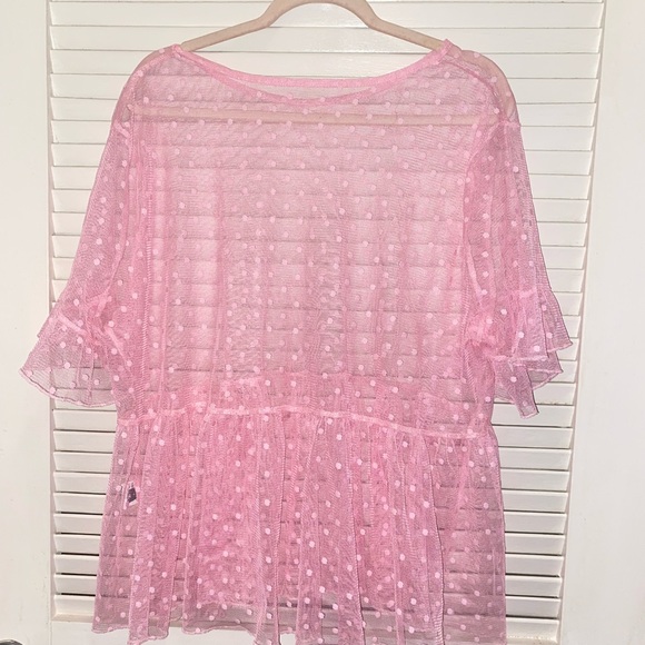 Pink Mesh Blouse - Picture 1 of 3